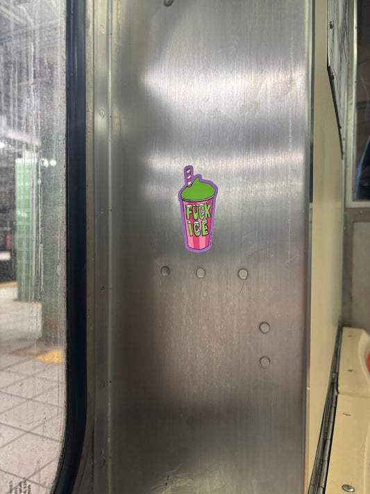 Fuck ICE Slushee Sticker Disco Witch