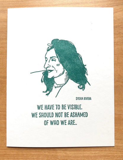 Sylvia Rivera Greeting Card Blackbird Letterpress