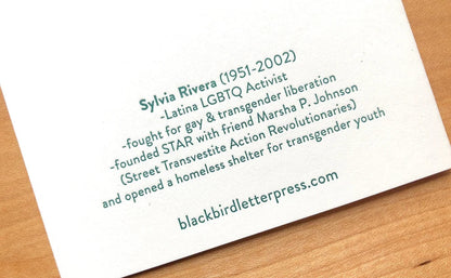 Sylvia Rivera Greeting Card Blackbird Letterpress