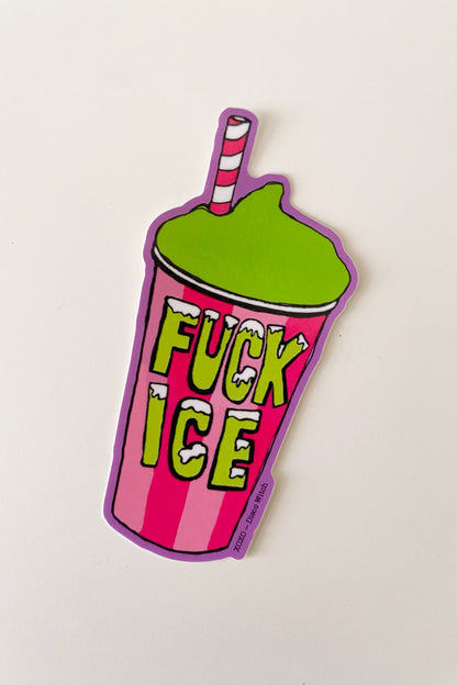 Fuck ICE Slushee Sticker Disco Witch