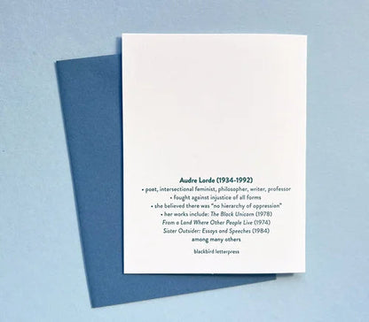 Audre Lorde Greeting Card Blackbird Letterpress