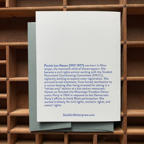 Fannie Lou Hamer Greeting Card Blackbird Letterpress