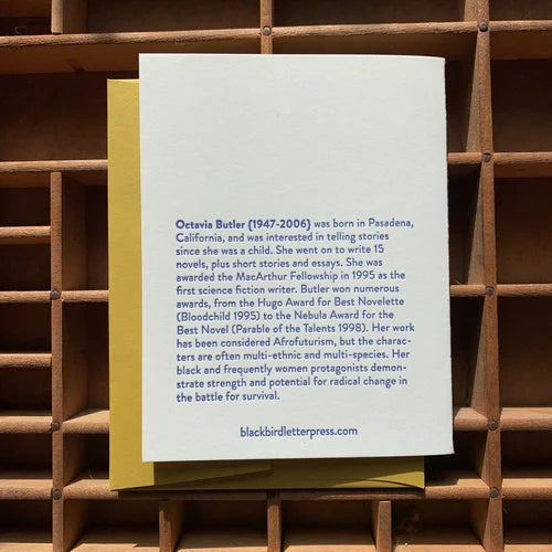 Octavia Butler Greeting Card Blackbird Letterpress
