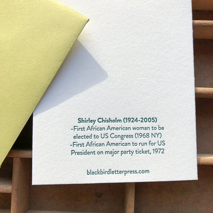 Shirley Chisholm Greeting Card Blackbird Letterpress